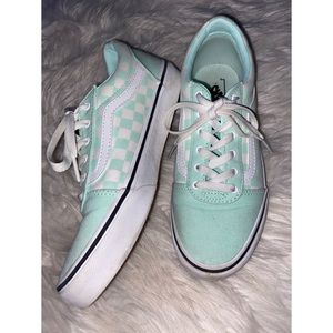 Mint green and white Vans